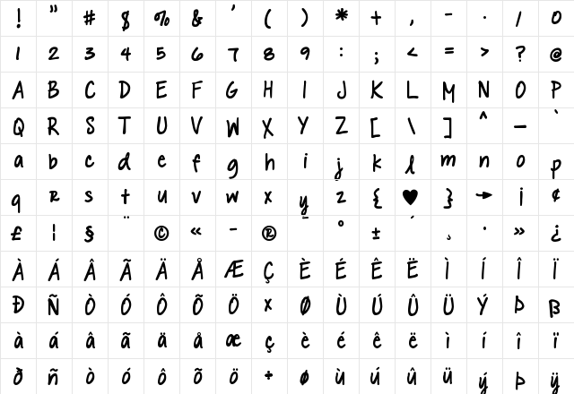 DJB Please Explain Regular  glyph index