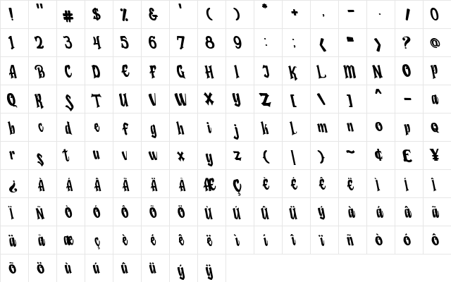 Humingson Tilted  glyph index