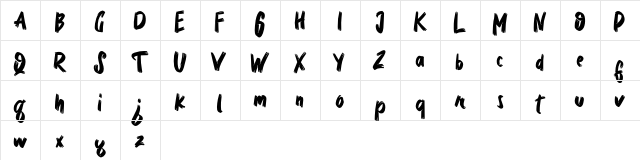 Bedmifo FREE Regular  glyph index