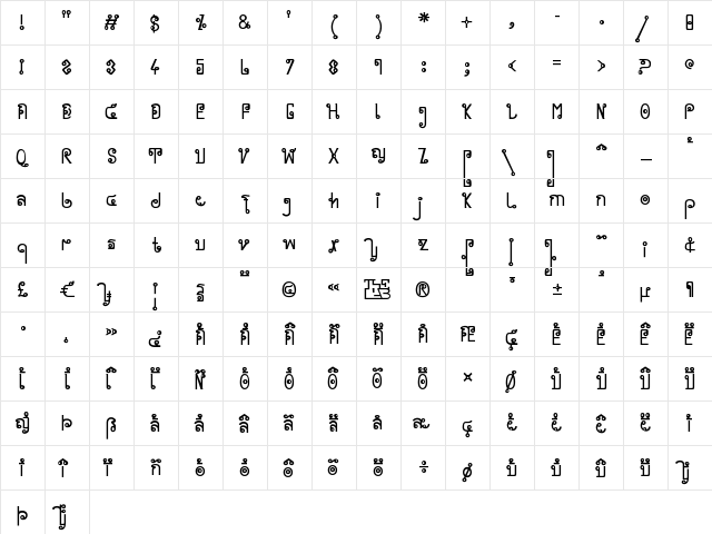 Cyclin Regular  glyph index