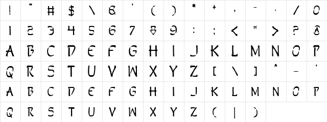 Perdition Bold Bold  glyph index