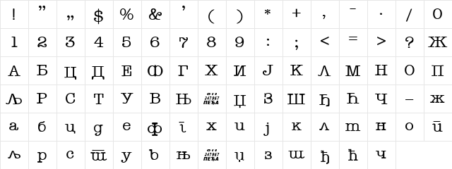 C_Memorandum Normal  glyph index