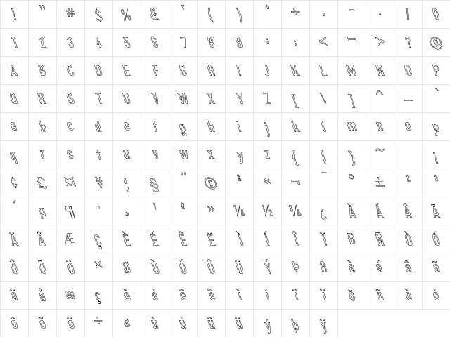 Din Kursivschrift LeftEngGho  glyph index