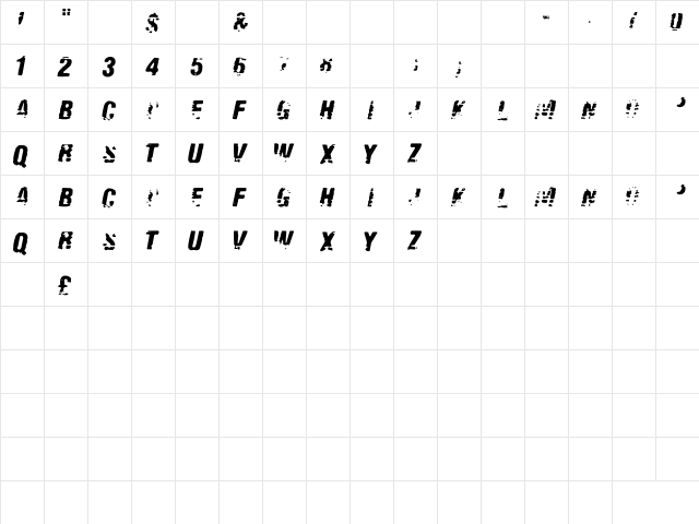 Old Fax Regular  glyph index