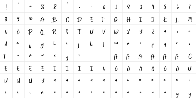 Every StyleFree Regular  glyph index
