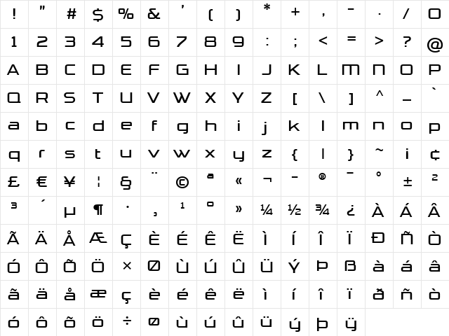 TradeMarker Light  glyph index