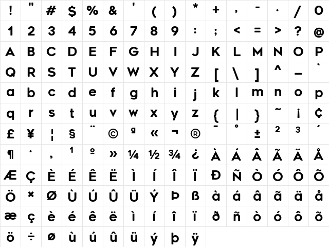 Renogare Soft Regular  glyph index