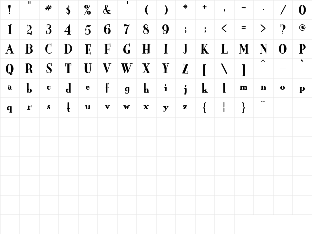 CK Stylish Black Regular  glyph index