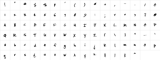 Author Bold Regular  glyph index