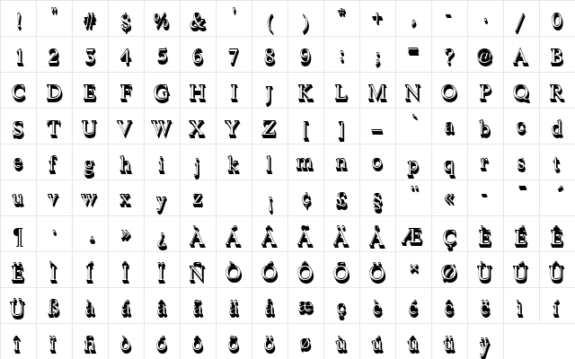 LifeTRegSh1 Regular  glyph index