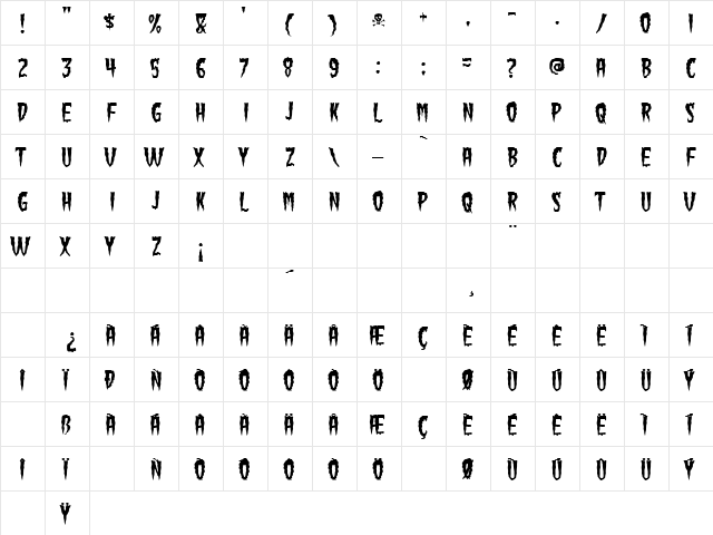 Green Fuz Regular  glyph index