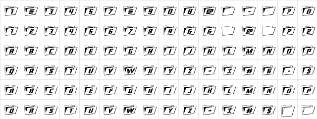 Eyes Only Outline Rotalic Outline Italic  glyph index