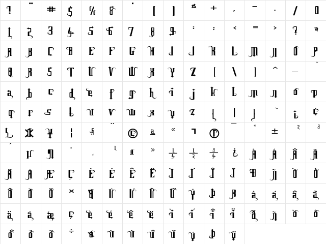 Flytrap Brier  glyph index