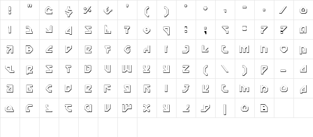 Nostromo 3D 3D  glyph index