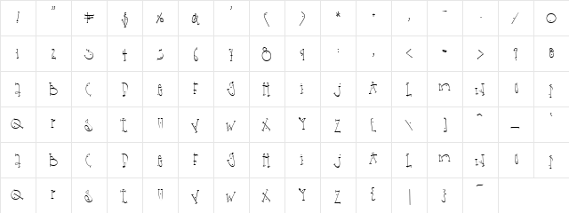 DJ Dude Regular  glyph index