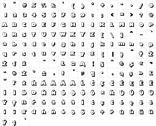 GillKayShaDEE Regular  glyph index