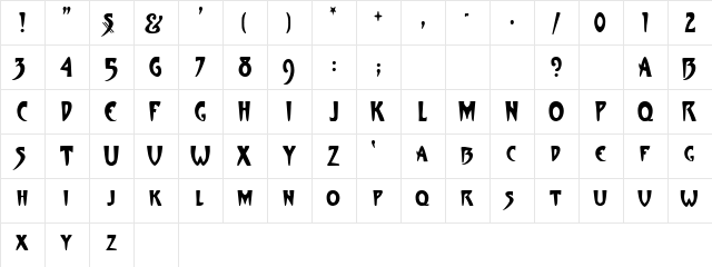 Gehenna Regular  glyph index
