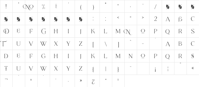 Qene-G Demo Regular  glyph index