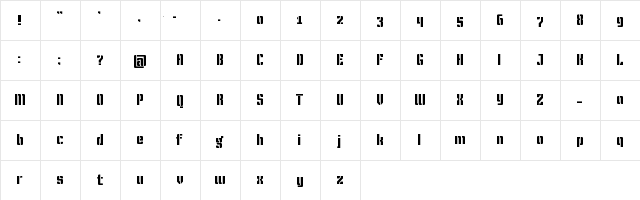 KING SANS STENCIL Regular  glyph index