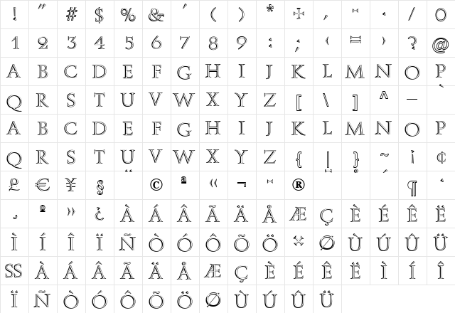 NatalieBecker Regular  glyph index