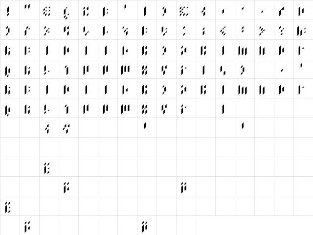DS 2D Regular  glyph index