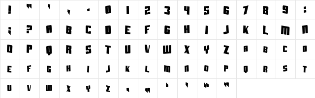 SF Aftershock Debris CondSolid Regular  glyph index