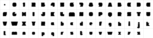 ideoma PSEUDO Regular  glyph index