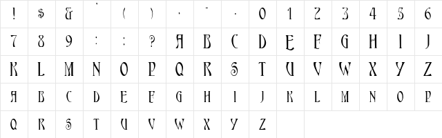 KostnerScapsSSK Regular  glyph index