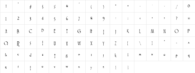 Fontasia V2.0: The Revenge Regular  glyph index