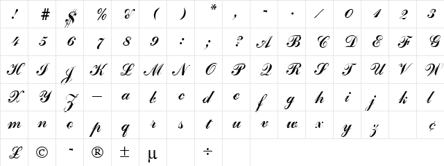 ADHEREB Regular  glyph index