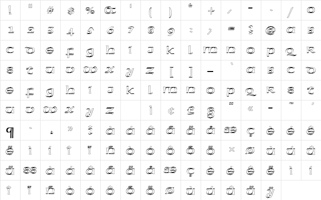 AmericanUncDOu1 Regular  glyph index