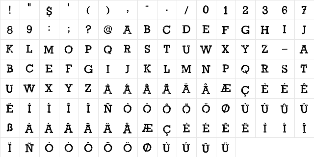 Return Policy DEMO Regular  glyph index