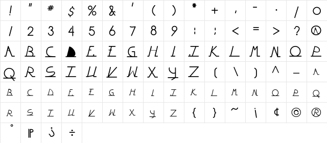 Wiltonian Regular  glyph index