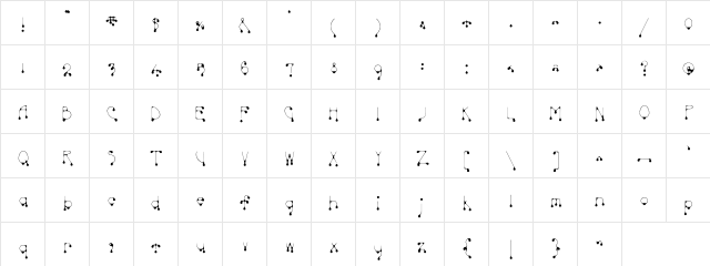 SkinnyDrip Light  glyph index