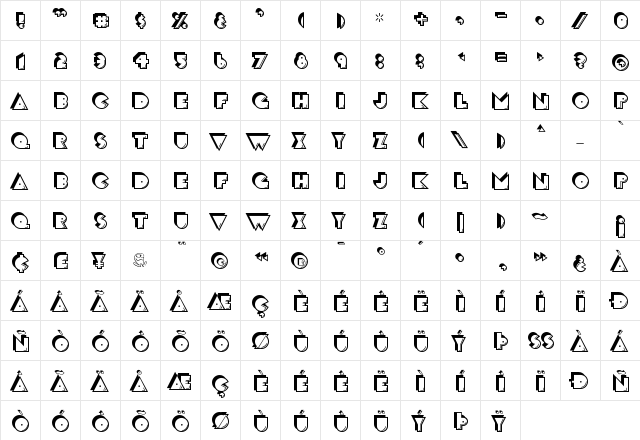 Crack Man Regular  glyph index