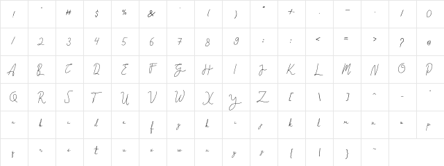 cantilena Regular  glyph index