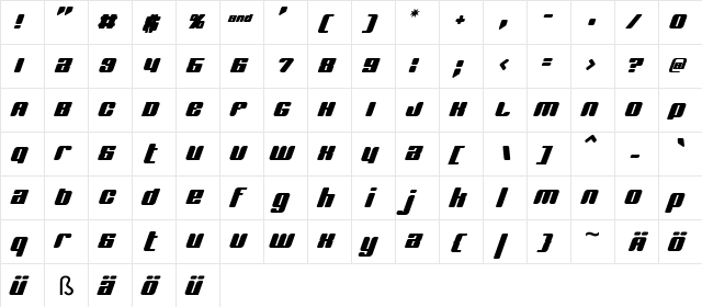 BN Jinx Regular  glyph index