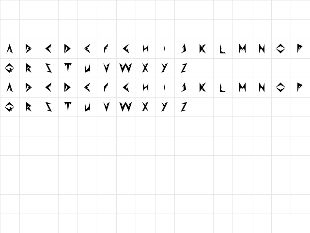 Shinobi Ninja Regular  glyph index