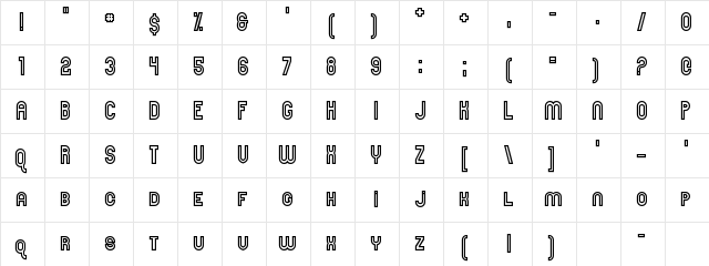 Here & Not Found Regular  glyph index