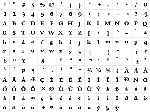 AT Hadriano Std Extra Bold  glyph index