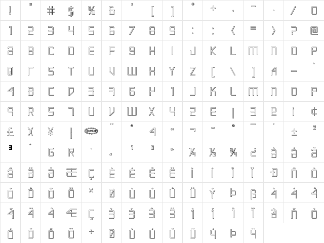 Escape Artist 3D Regular  glyph index