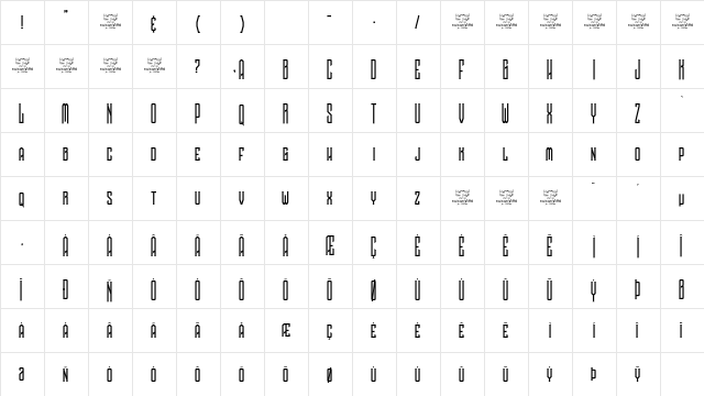 Noggovoso Personal Use Regular  glyph index