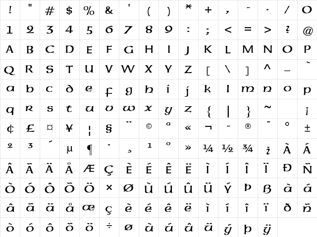 AT Uncial Std Regular  glyph index