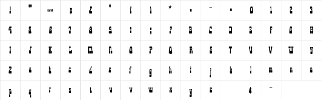 DXS Corral Regular  glyph index