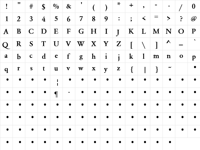 QTGaromand Bold  glyph index