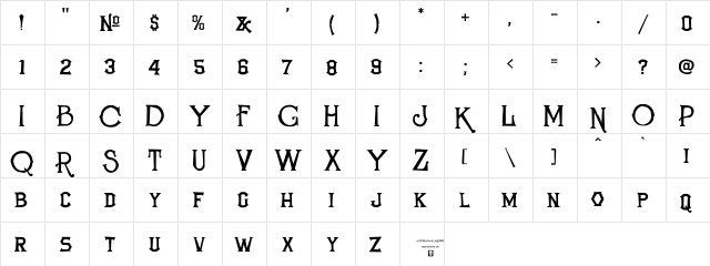 LHF Bill Blake REG Regular  glyph index