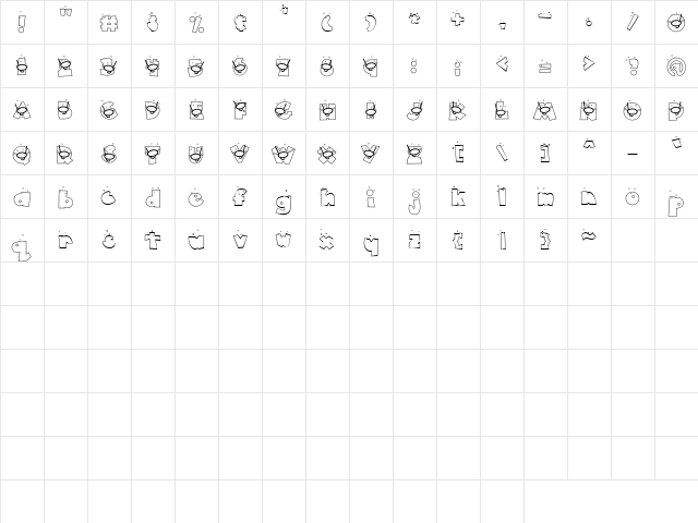 LD Bubbles Regular  glyph index