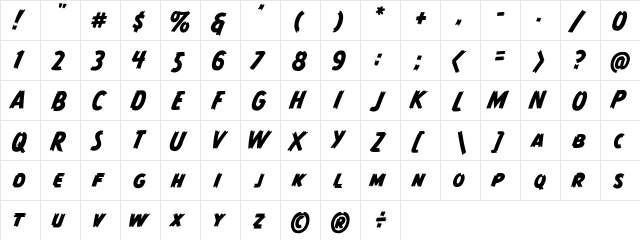 CCMonsterMash Medium  glyph index