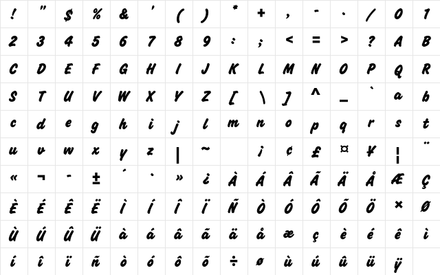 Challenge Extra Bold Std Regular  glyph index