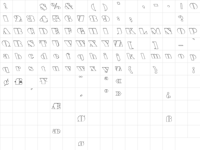 MBragg Outline Hollow Regular  glyph index